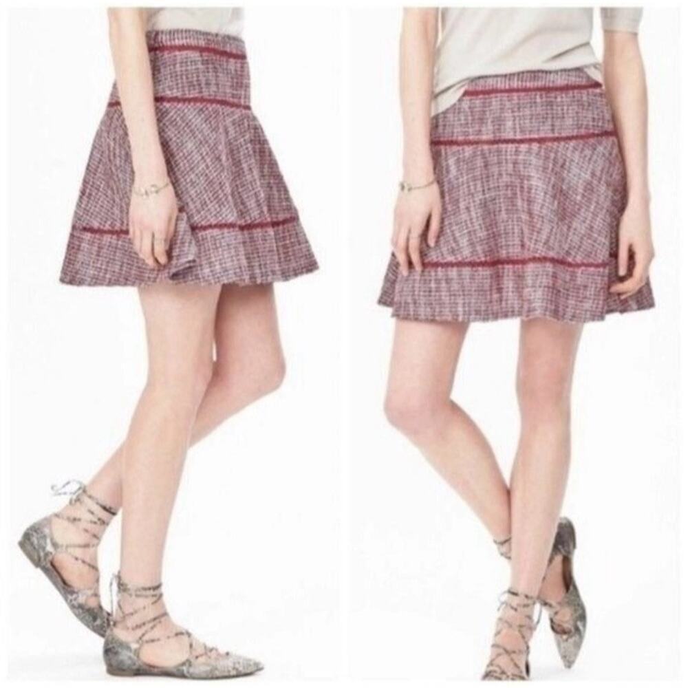 NEW Banana Republic Tweed Skirt Size 4 Mini Flare Mauve Berry Fully Lined